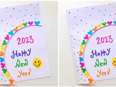 Cute ???? Newyear Greeting Card Making • Homemade Newyear Card Idea • White Paper Newyear Card 2023 diy
