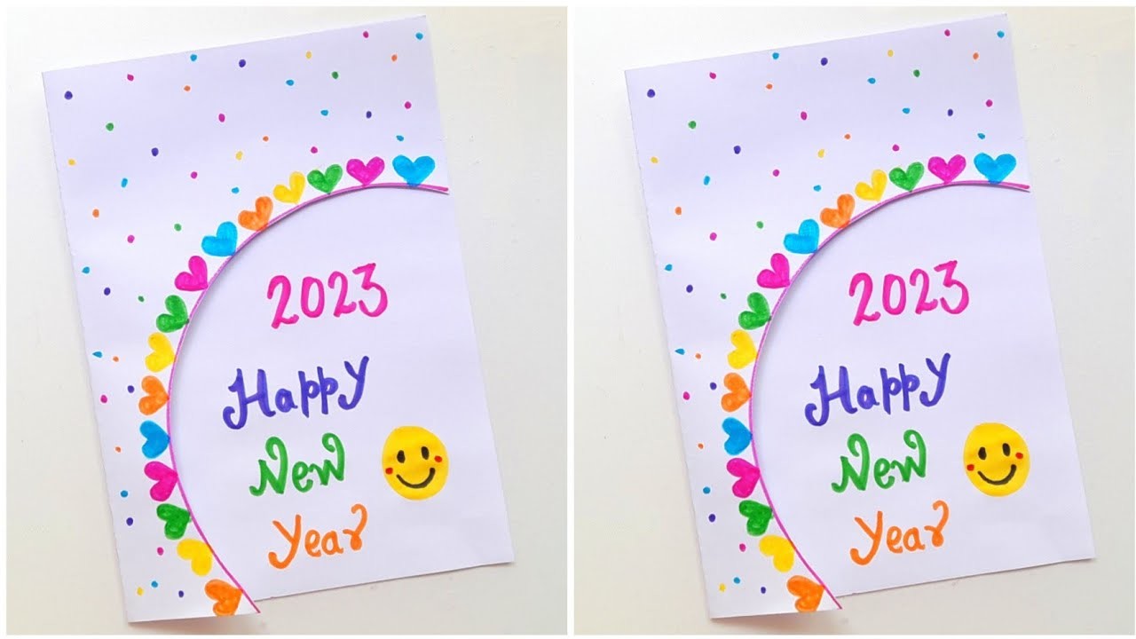 Cute ???? Newyear Greeting Card Making • Homemade Newyear Card Idea • White Paper Newyear Card 2023 diy