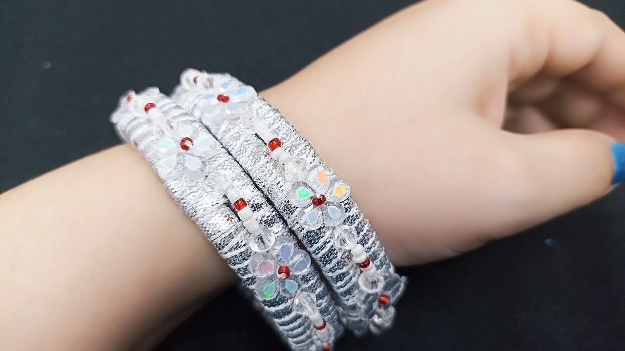 Diy Bangles| Handmade bangles | Diy jewelry| Fashion diy lace and pearl bangles.