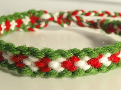DIY Christmas Friendship Bracelet Tutorial, Bordered Chevron Bracelet