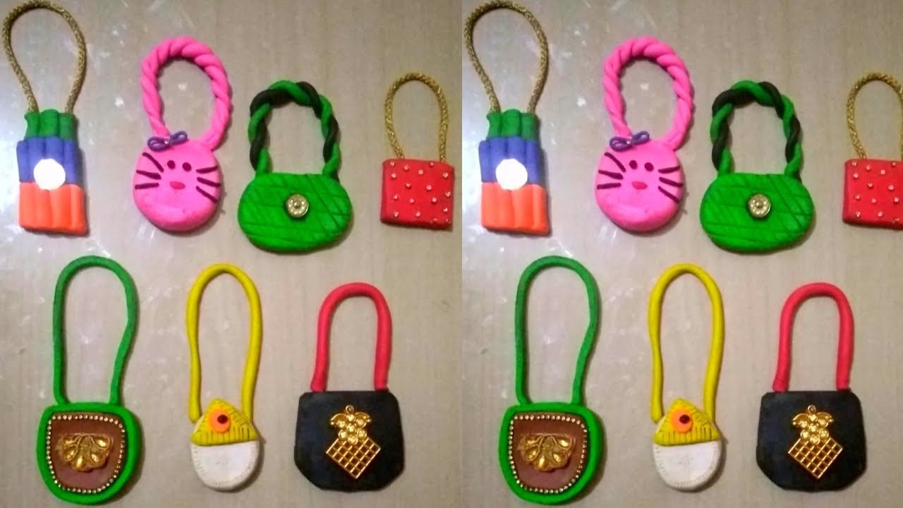 DIY How to make Polymer Clay Miniature Hand Bag Set | Miniature Bag Collection I ikframe