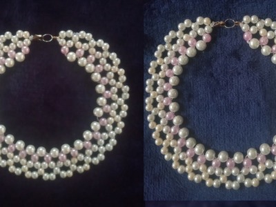 Diy Necklace Making Tutorial. Beautiful Pearl Necklace Making Step By Step.