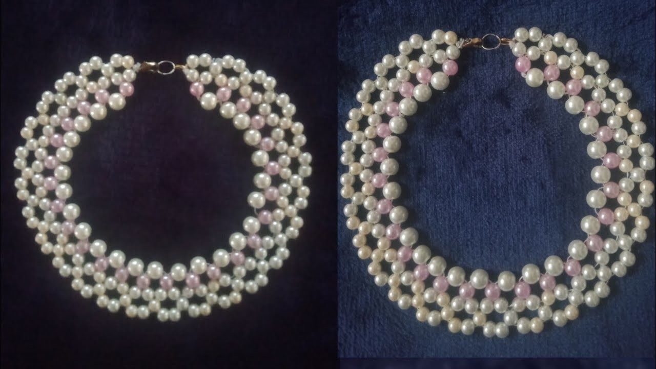 Diy Necklace Making Tutorial. Beautiful Pearl Necklace Making Step By Step.