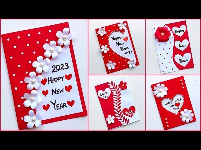 DIY Top 5 New year greeting card 2023. Easy and beautiful card for new year. Happy new year card