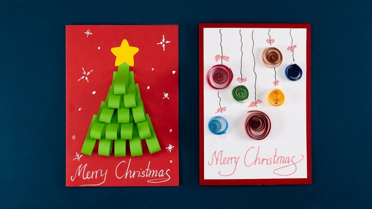 Easy Christmas Card in 5 minutes - How to make Greeting Cards - Handmade Card Tutorial