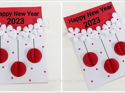 Happy New Year Greeting Card 2023. How to Make New Year Greeting Card. DIY Easy New Year Card Idea