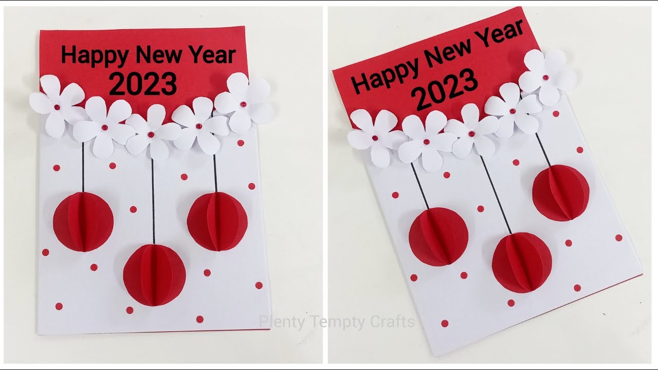 Happy New Year Greeting Card 2023. How to Make New Year Greeting Card. DIY Easy New Year Card Idea