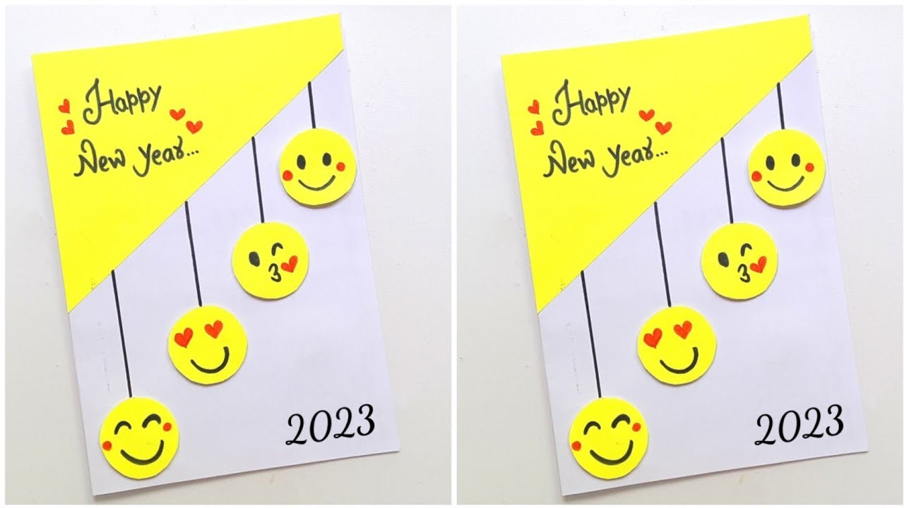 ???? Happy Newyear Card 2023 ???? Emoji Style Newyear Card Making • Easy happy newyear greeting card 2023