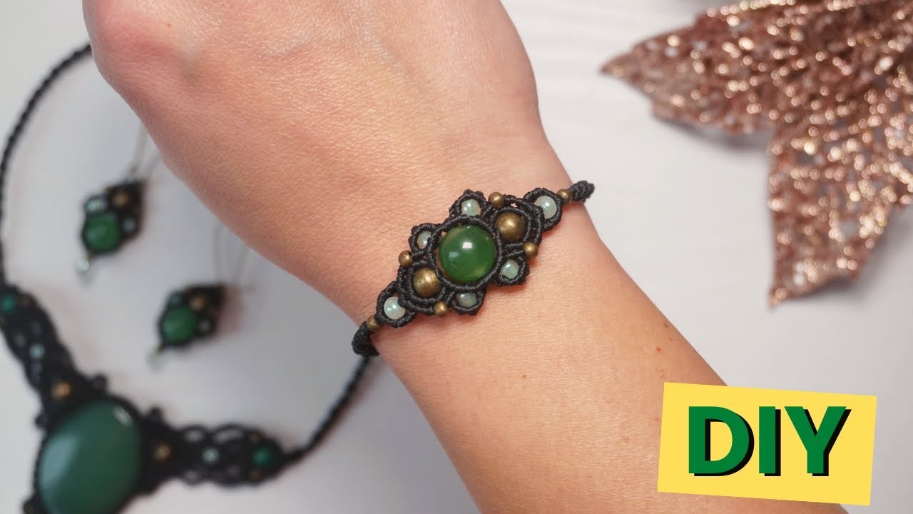 How to make elegant macrame gemstone bracelet: diy boho style micro macrame bracelet tutorial