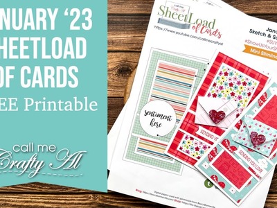 January 2023 SheetLoad of Cards| Debut & FREE Printable | Mini Slimline Cards | #SLCTJan2023