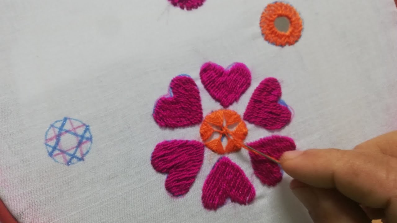 Mirror work embroidery.Beautiful flowers embroidery design. kasmeri
