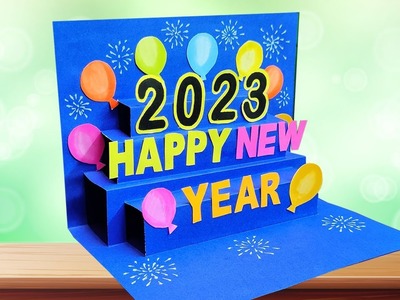 New year card making handmade 2023. DIY New year pop up greeting card. How to make new year card