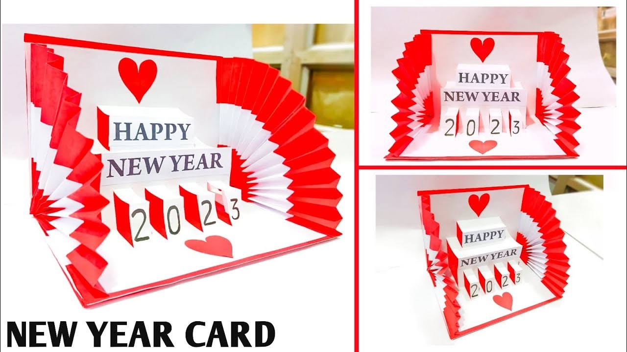 New year card making handmade 2023. DIY New year pop up greeting card. How to make new year card