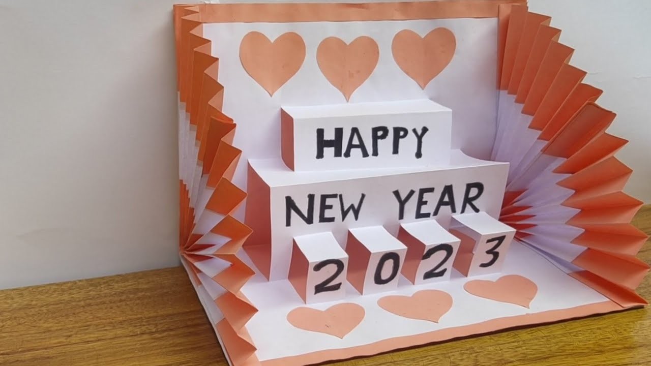 New year greeting card 2023.handmade greeting card for new year. pop up card for new year
