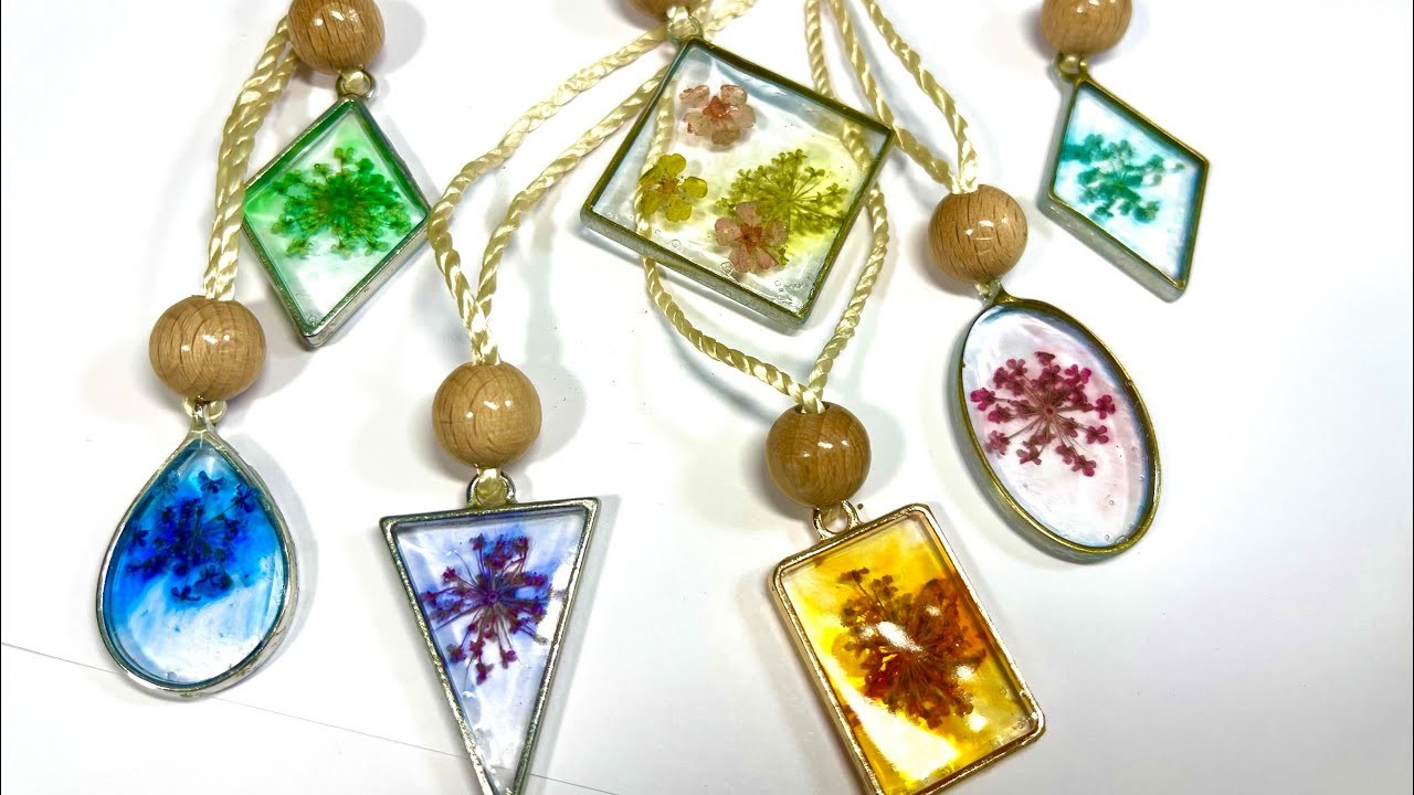 Resin art jewellery. necklaces