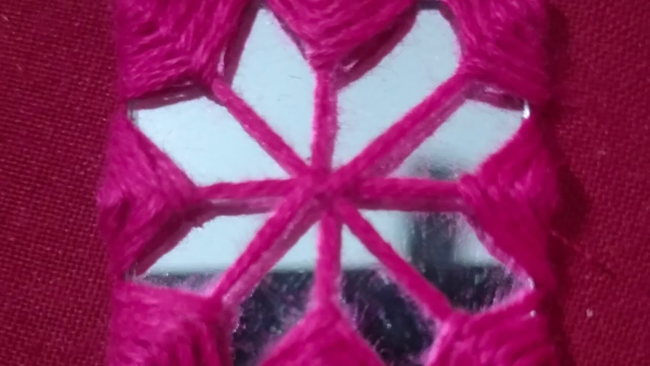 Tutorial: Beautiful square mirror work tutorial.Shisha work. Hand embroidery design. 