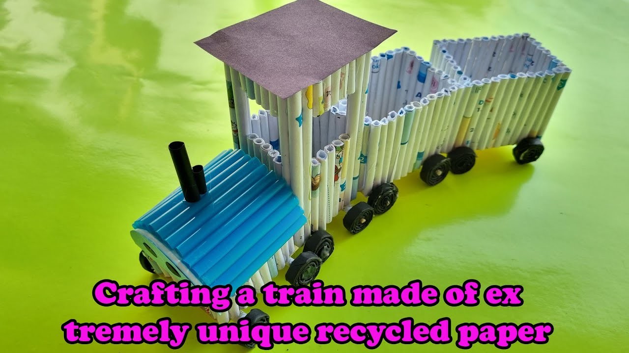 4K Crafting a train made of extremely unique recycled paper | Nguyen Nhat DIY
