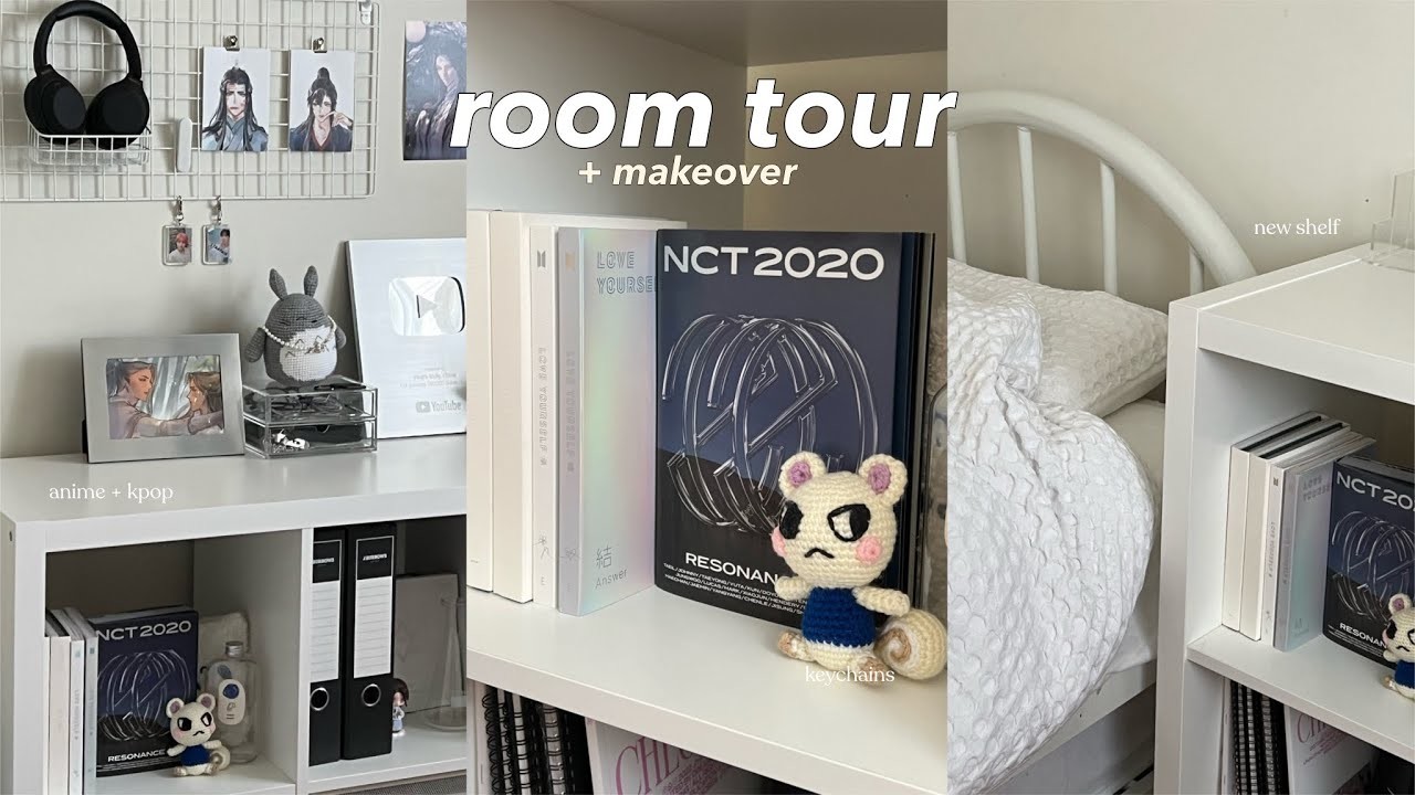 Aesthetic room tour + makeover ????kpop album collection, diy keychains, shopping for a new shelf