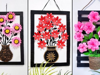 Best paper craft for home decor | Unique flower vase wall hanging | Wall decor ideas | Room decor
