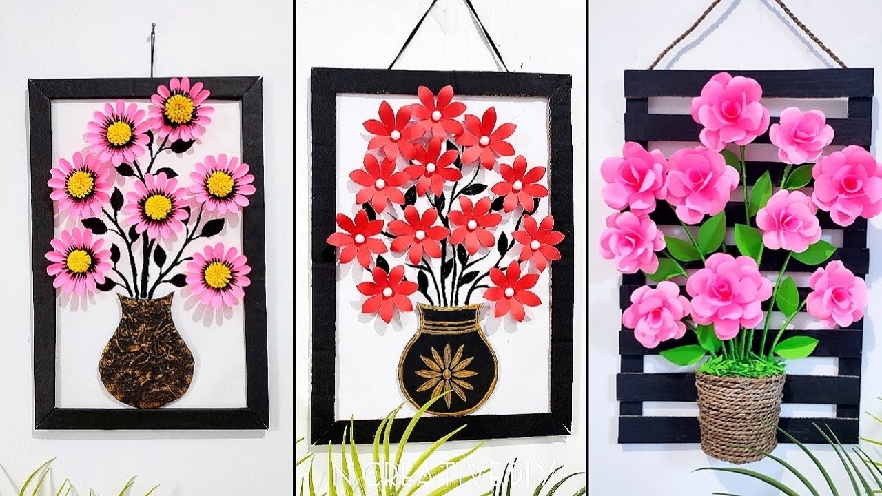 Best paper craft for home decor | Unique flower vase wall hanging | Wall decor ideas | Room decor