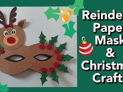 Christmas paper mask making.Christmas crafts.reindeer paper mask.Christmas diy ideas.party mask