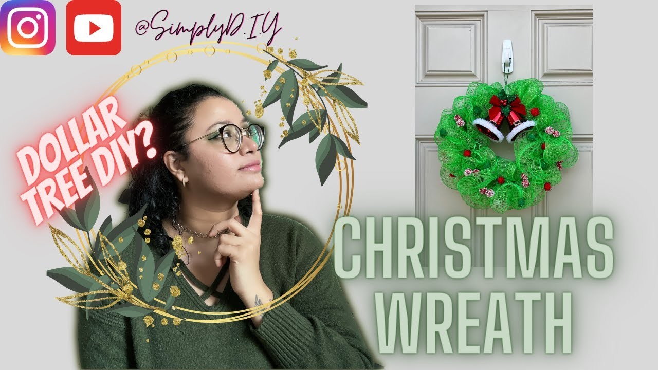Christmas Wreath using Just Dollar tree Items | Dollar Tree DIY | Simply D.I.Y