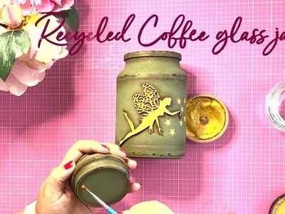 DIY recycled glass jar | Repurposed coffee glass jar | One of a kind Upcycling idea