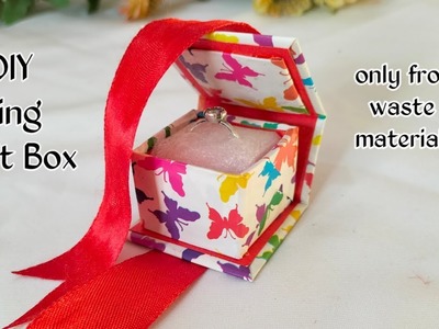 DIY :- RING GIFT BOX FROM WASTE MATERIAL.  RING BOX. CARDBOARD RING GIFT BOX.queen of DIY 786