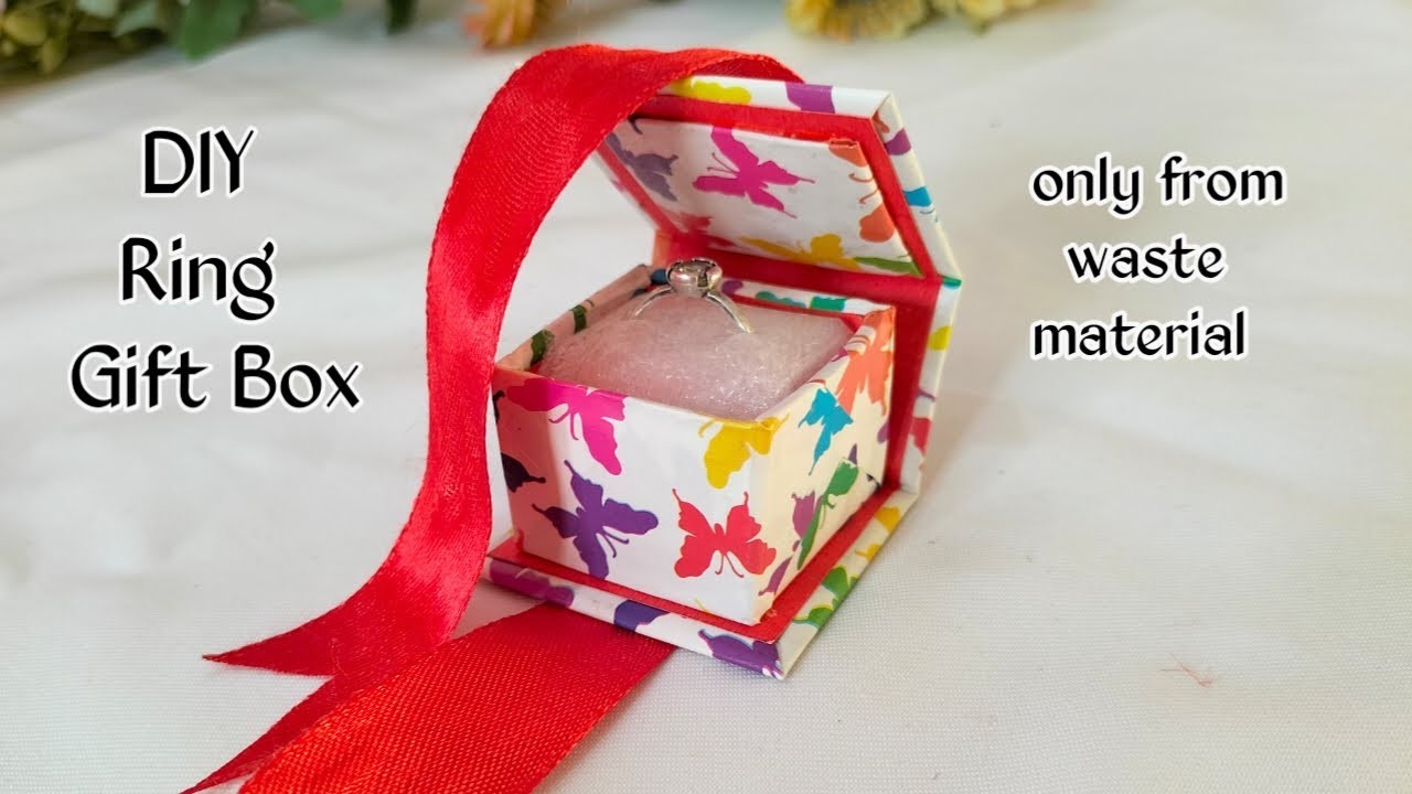 DIY :- RING GIFT BOX FROM WASTE MATERIAL.  RING BOX. CARDBOARD RING GIFT BOX.queen of DIY 786