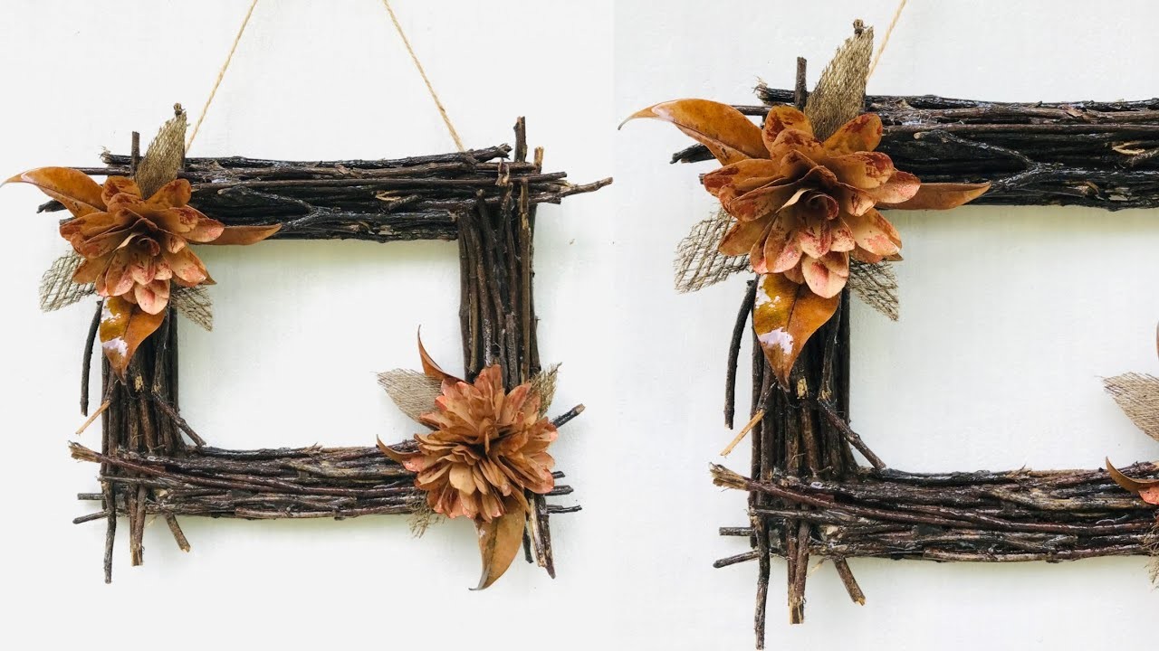 DIY rustic twig frame | wall decoration | wall hanging ideas | dry tree branches wall hanging |