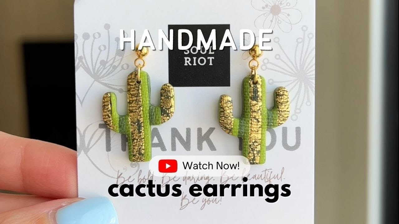 Handmade Gift. CACTUS EARRINGS from polymer clay.