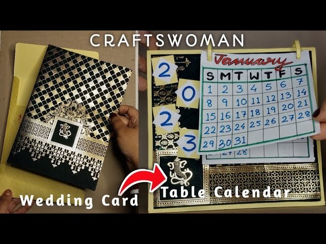 HAPPY NEW YEAR 2023 | Table Calendar Made Out Of Old Wedding Invitation Card | #diy I CRAFTSWOMAN