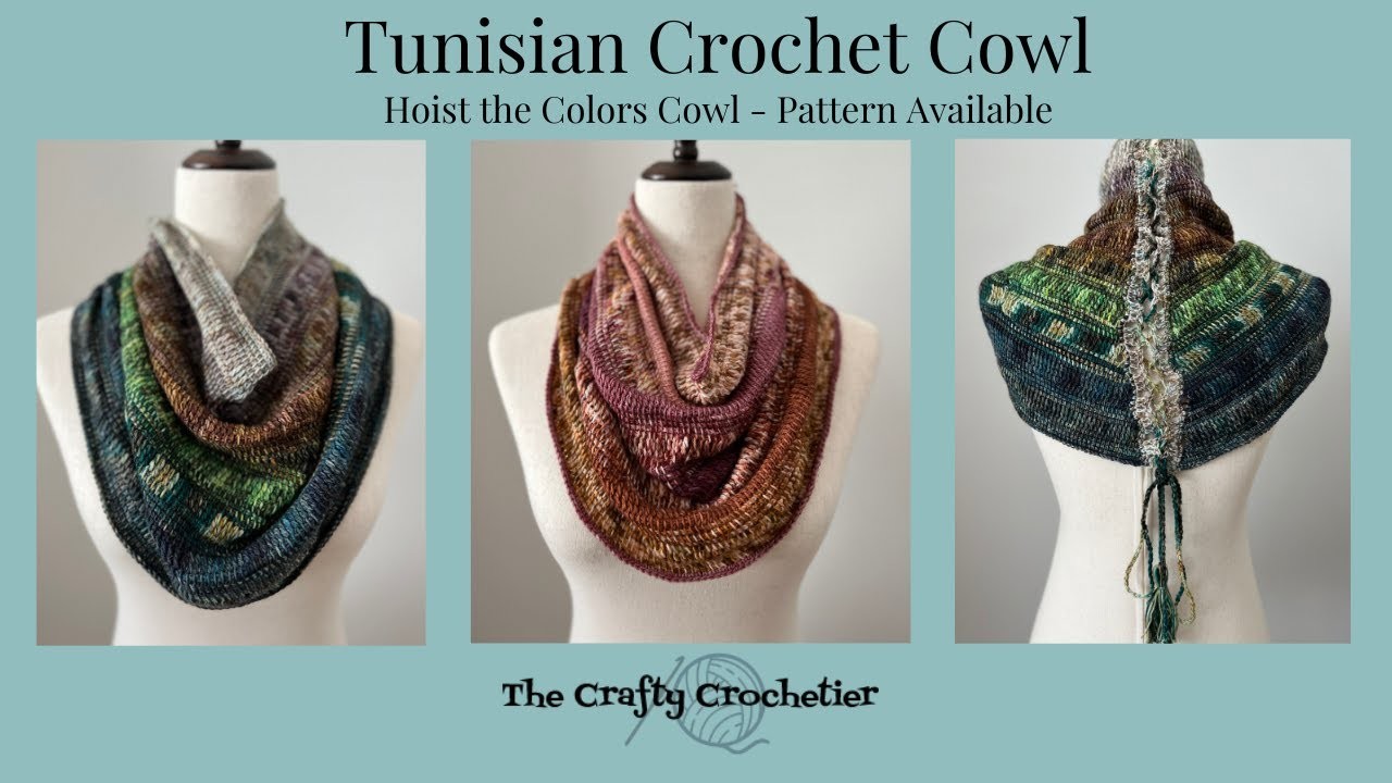 Hoist the Colors Cowl. Tunisian Crochet Pattern. DIY Crochet