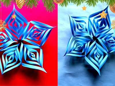 ❄️❄️ ????How to make 3D paper snowflake.Diy paper craft. christmas decorations ideas. merry Christmas
