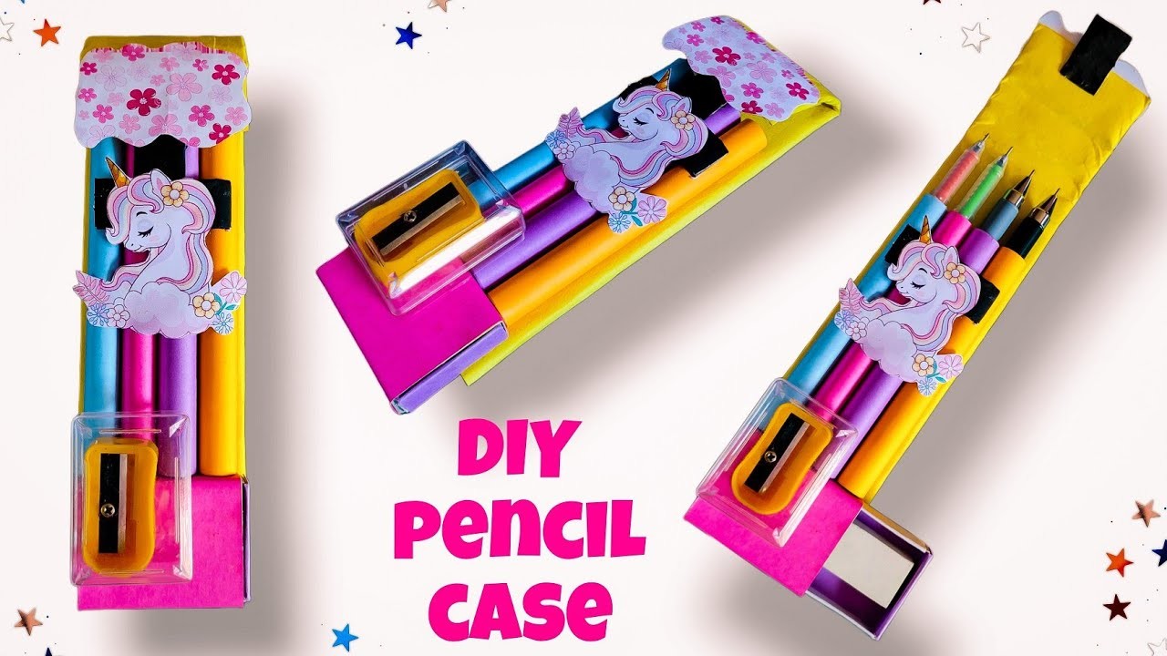 How to make cute pencil case from paper | #papercrafts #DIY #pencilboxcrafts school supplies