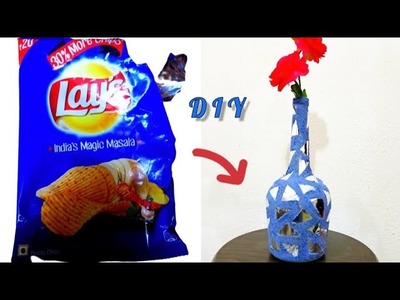 Lays Packet and Sand Craft | DIY Glass bottle decor idea | best out of waste craft