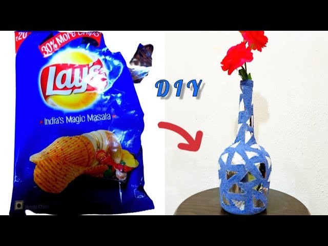 Lays Packet and Sand Craft | DIY Glass bottle decor idea | best out of waste craft