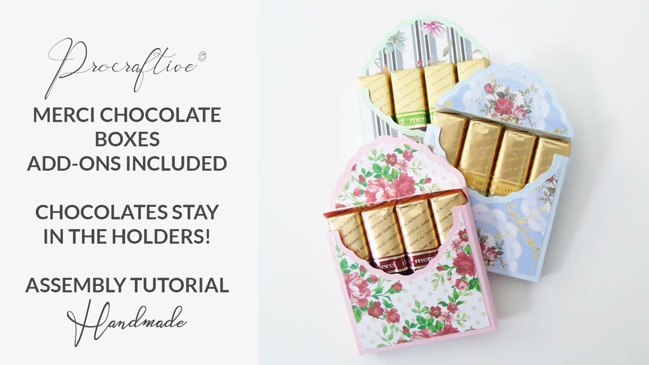 Merci chocolate holder boxes with add-ons, so chocolates stay in the holder| Cricut|Silhouette|