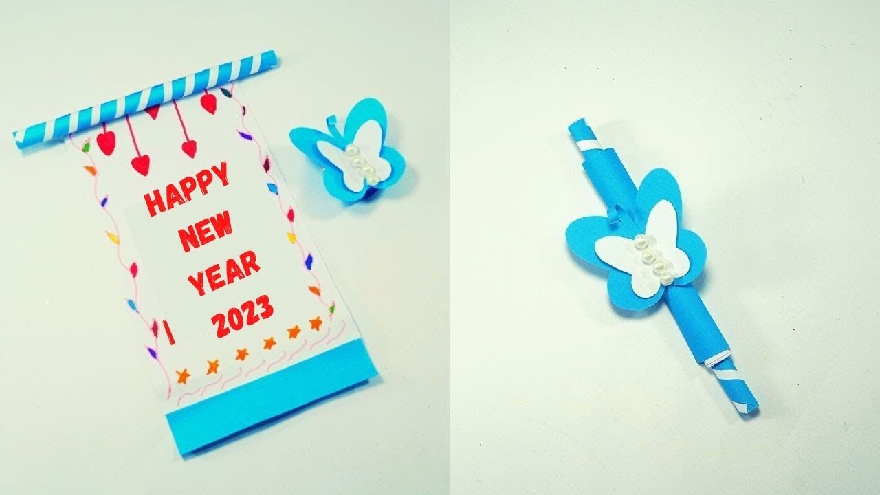 New year greeting card 2023 | Happy New year card making 2023 | DIY New year card ideas