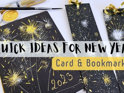 Quick & Easy Watercolor New Years Card and Bookmarks - How to Paint Fireworks in Gold & Silver