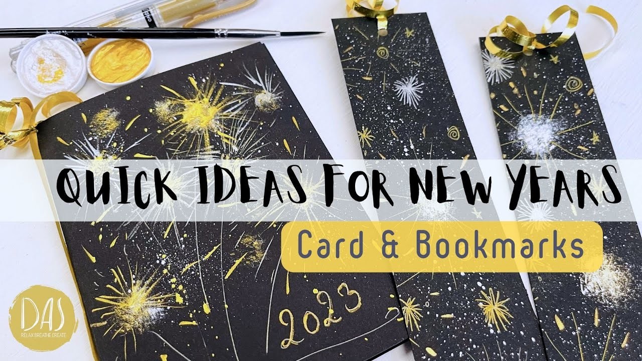 Quick & Easy Watercolor New Years Card and Bookmarks - How to Paint Fireworks in Gold & Silver