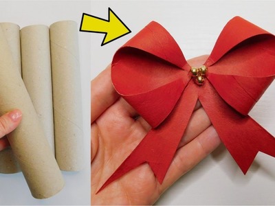Super Easy Paper Bow Step by Step. Cheap Gift Wrapping. Smart Recycling Ideas DIY