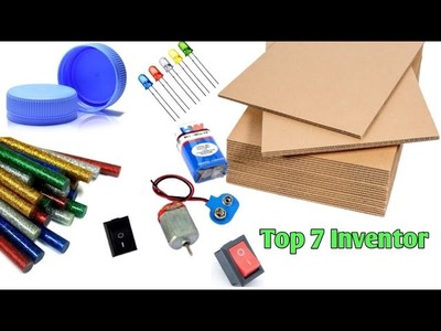 Top 7 Inventor With Card board Using DC Motor  battery and RGB led light