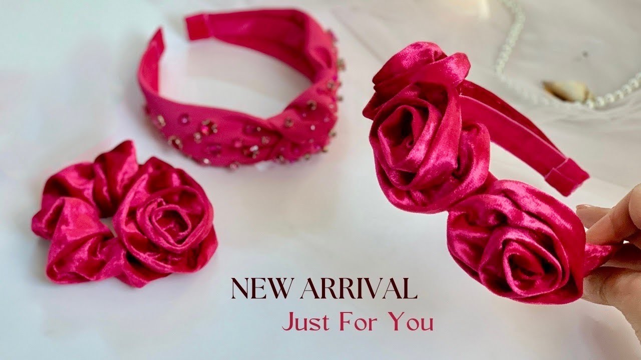 Velvet Rosette Headband. How to make Velvet Rose Scrunchie. Diy flower hair accessories