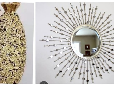 Wall hanging mirror. bottle art. candle holder @luxuryhomeartsideas8269