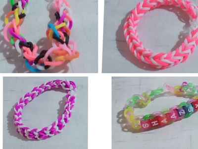 4 different styles of bracelets from loop bands| Shaads lil crafts| diy | loop bands