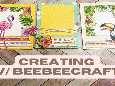 4 Polaroid Tropical Embellishments, Card Fronts, Journal cards w. Beebeecraft | #satmornmakes