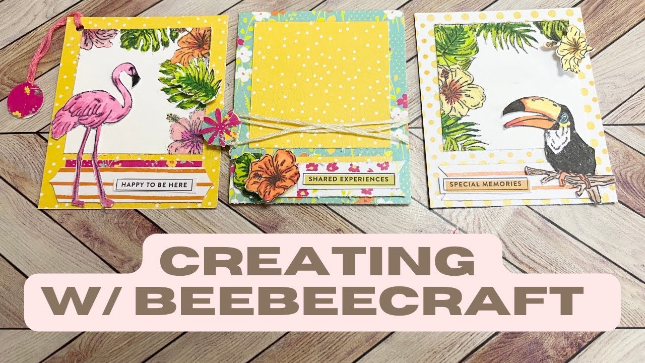 4 Polaroid Tropical Embellishments, Card Fronts, Journal cards w. Beebeecraft | #satmornmakes