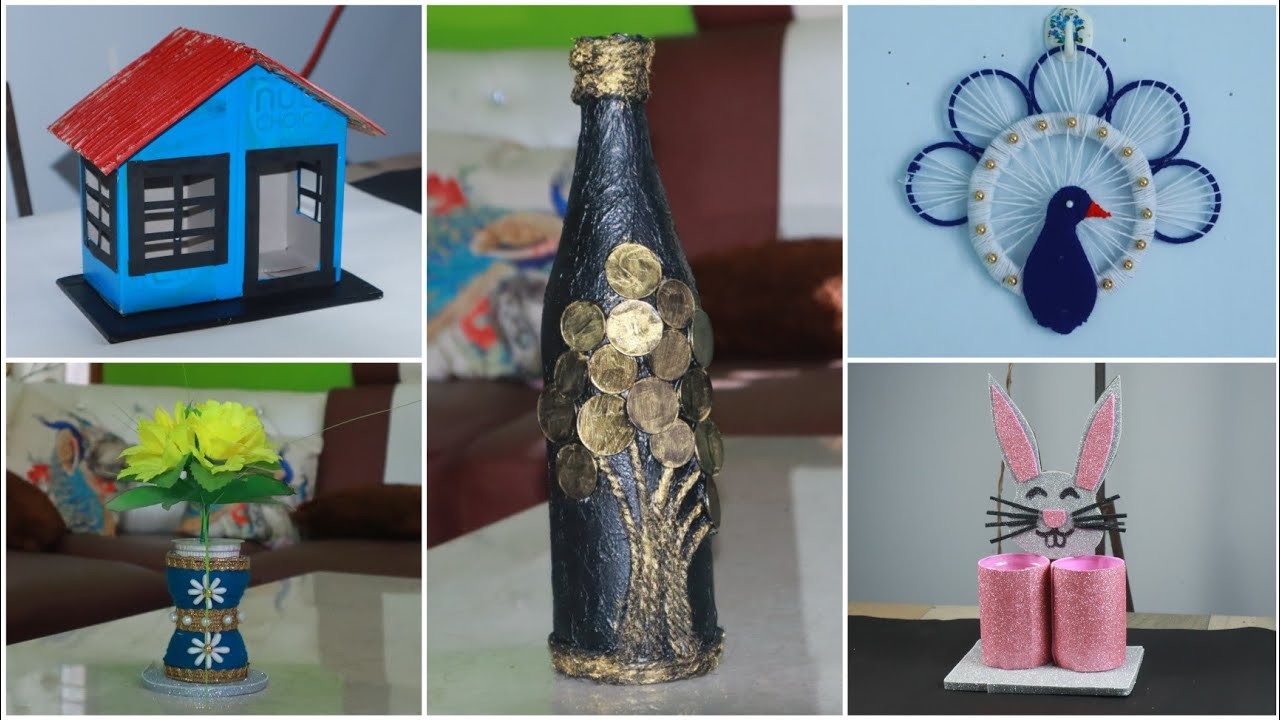 5 Superbs home decoration ideas with waste material | Best room decor craft | Bottles craft