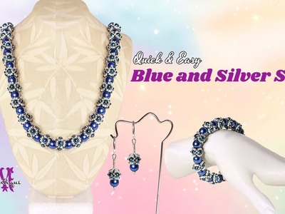 Beaded Blue and Silver Set